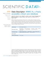 Data Descriptor: MIMIC-III, a freely accessible critical care database