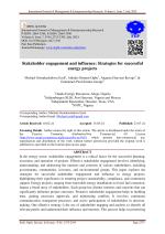 Stakeholder engagement and influence: Strategies for successful energy projects
