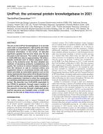 UniProt: the universal protein knowledgebase in 2021