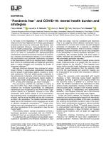 "Pandemic fear" and COVID-19: mental health burden and strategies