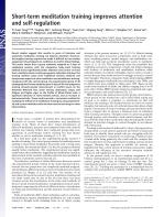 Short-term meditation training improves attention and self-regulation