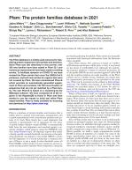 Pfam: The protein families database in 2021