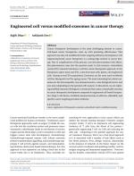 Engineered cell versus modified exosomes in cancer therapy