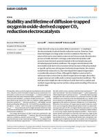Stability and lifetime of diffusion-trapped oxygen in oxide-derived copper CO2 reduction electrocatalysts