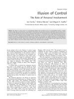 Illusion of Control The Role of Personal Involvement