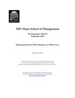 Financing Decisions When Managers Are Risk Averse