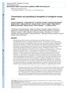 Transmission and spreading of tauopathy in transgenic mouse brain