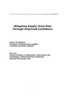Mitigating Supply Chain Risk Through Improved Confidence