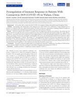 Dysregulation of Immune Response in Patients With Coronavirus 2019 (COVID-19) in Wuhan, China