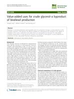 Value-added uses for crude glycerol-a byproduct of biodiesel production