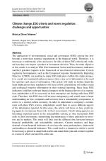 Climate change, ESG criteria and recent regulation: challenges and opportunities