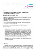 Poly Lactic-co-Glycolic Acid (PLGA) as Biodegradable Controlled Drug Delivery Carrier