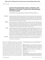 Arterial Thromboembolic Events in Patients with Metastatic Carcinoma Treated with Chemotherapy and Bevacizumab