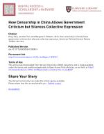 How Censorship in China Allows Government Criticism but Silences Collective Expression