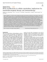 RNA modifications in cellular metabolism: implications for metabolism-targeted therapy and immunotherapy