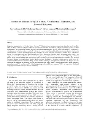 Internet of Things (IoT): A Vision, Architectural Elements, and Future Directions