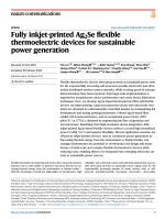 Fully inkjet-printed Ag2Se flexible thermoelectric devices for sustainable power generation