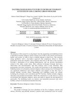 FACTORS IN RELIGIOUS CULTURE TO INCREASE TOLERANT ATTITUDE OF GEN-Z AMONG URBAN MUSLIMS