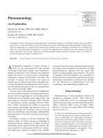Phenomenology An Exploration
