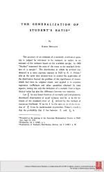 THE GENERALIZATION OF STUDENT'S RATIO