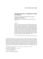 The Affect Heuristic in Judgments of Risks and Benefits