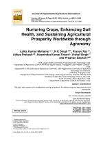 Nurturing Crops, Enhancing Soil Health, and Sustaining Agricultural Prosperity Worldwide through Agronomy