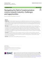 Navigating the field of implementation science towards maturity: challenges and opportunities