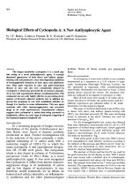 Biological Effects of Cyclosporin A: A New Antilymphocytic Agent