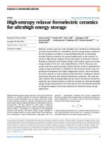 High-entropy relaxor ferroelectric ceramics for ultrahigh energy storage