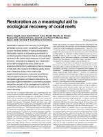 Restoration as a meaningful aid to ecological recovery of coral reefs