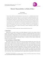 Patients' Responsibilities in Medical Ethics