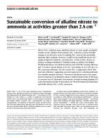 Sustainable conversion of alkaline nitrate to ammonia at activities greater than 2 A cm−2