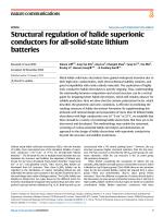 Structural regulation of halide superionic conductors for all-solid-state lithium batteries