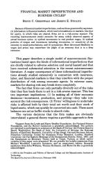 FINANCIAL MARKET IMPERFECTIONS AND BUSINESS CYCLES