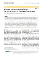 A review on biosynthesis of silver nanoparticles and their biocidal properties