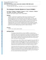 The Catalogue of Somatic Mutations in Cancer (COSMIC)