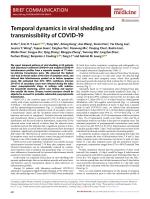 Temporal dynamics in viral shedding and transmissibility of COVID-19