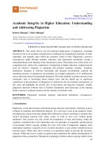 Academic Integrity in Higher Education: Understanding and Addressing Plagiarism