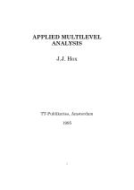 APPLIED MULTILEVEL ANALYSIS