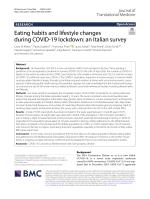 Eating habits and lifestyle changes during COVID-19 lockdown: an Italian survey