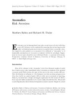 Anomalies Risk Aversion
