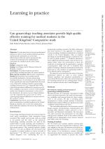 Can gynaecology teaching associates provide high quality effective training for medical students in the United Kingdom? Comparative study