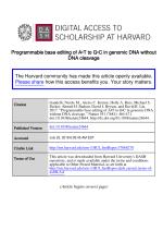 Programmable base editing of A•T to G•C in genomic DNA without DNA cleavage