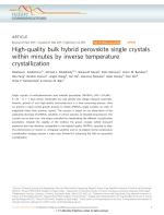 High-quality bulk hybrid perovskite single crystals within minutes by inverse temperature crystallization