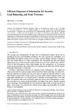Efficient Dispersal of Information for Security, Load Balancing, and Fault Tolerance