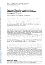 Varieties of Capitalism and Institutional Complementarities in the Political Economy: An Empirical Analysis