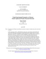 Using Experimental Economics to Measure Social Capital and Predict Financial Decisions
