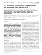 The Proteomics Identifications (PRIDE) database and associated tools: status in 2013
