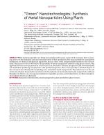 "Green" Nanotechnologies: Synthesis of Metal Nanoparticles Using Plants
