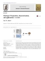 Hydrogel: Preparation, characterization, and applications: A review